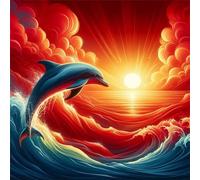 1000 Piece Jigsaw Puzzles for Adults Sunrise Waves Dolphins, Educational Games, Impossible Hard Difficult Challenging, Relaxation Jigsaw Puzzles for Adults 1000 Pieces 25.6x25.6 inch