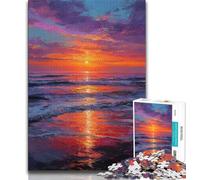 1000 Piece Jigsaw Puzzles for Adults Sunset at Sea, Family Game Stress Reliever Difficult Challenge,Enhance Love between Couples for Ages 14+ 38x26cm