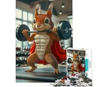 1000 Piece Jigsaw Puzzles for Adults Super Squirrel Lifting Weights Fun at Home Activities, Home Art Decor Brain Teaser Game for And from 14 Years And over (38x52cm)