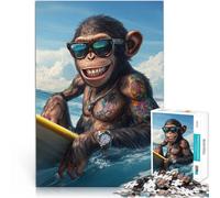 1000 Piece Jigsaw Puzzles for Adults Surfing hipster gorilla Made of wood,for 14+ Educational toy game challenge It is ideal as a gift for the whole family。size:50x75cm/14.96x20.47inch