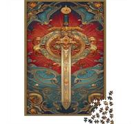 1000 Piece Jigsaw Puzzles for Adults Tarot, Sword Jigsaw Puzzle Tarot Card Great Gift for Adults Educational Games Wood Puzzle Home Decoration Therapeutic Fun 1000pcs (75x50cm)
