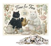 1000 Piece Jigsaw Puzzles for Adults Tea Time Cats Jigsaw Puzzle Children Wooden Puzzles Family Entertainment Toys 1000pcs (75x50cm)