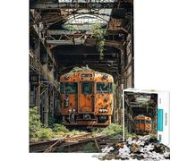 1000 Piece Jigsaw Puzzles for Adults Teenagers Abandoned Train in Rusty Hangar Teenager Puzzles Relaxing Games Home Decoration Parent-child Interaction (Size 50x75cm)