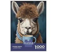 1000 Piece Jigsaw Puzzles for Adults Teenagers Alpaca with Coffee Cup Jigsaw Family Game Difficult Challenge Difficult And Challenge 38x26cm/1000pcs