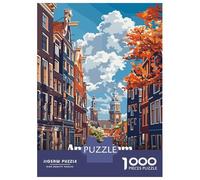 1000 Piece Jigsaw Puzzles for Adults Teenagers Amsterdam Netherlands Cityscape Art Jigsaws for Adults Hands-on Game A Work of Art for Is Ideal As A Gift 70x50cm/1000pcs