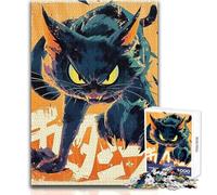 1000 Piece Jigsaw Puzzles for Adults Teenagers Angry Black Cat Illustration Educational Games Analysis And Logic Art Work Gift Size 38x52cm