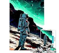 1000 Piece Jigsaw Puzzles for Adults Teenagers Astronaut on Alien Planet Illustration Fun Activities at Home Home Art Decor Family Games for And 14 Years And over (50x75cm)