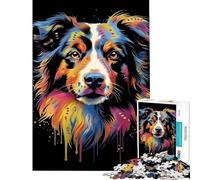 1000 Piece Jigsaw Puzzles for Adults Teenagers Australian Shepherd Aussie Help The Brain Exercise Presents for Women Brain Teaser Game for Ages 14 And over (38x26cm)