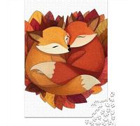 1000 Piece Jigsaw Puzzles for Adults Teenagers Autumn Foxes Hugging Jigsaw for Adults Relax Games Home Decoration Unique Gifts for Birthday And Christmas 38x26cm/1000pcs