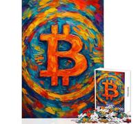 1000 Piece Jigsaw Puzzles for Adults Teenagers Bitcoin BTC Abstract Painting Hands-on Game for The Whole Family DIY Toys Unique Birthday And Xmas Gifts (38X26CM)