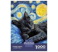 1000 Piece Jigsaw Puzzles for Adults Teenagers Black Cat Sleeping Night Puzzles for Adults Toy Wall Decor Hand Speed Race Difficult And Challenge 70x50cm/1000pcs