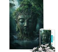 1000 Piece Jigsaw Puzzles for Adults Teenagers Buddha Statue in Jungle Puzzle for Adults Family Game Difficult Hard for Is Ideal As A Gifts (Size 38x26cm)