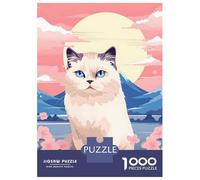 1000 Piece Jigsaw Puzzles for Adults Teenagers Cat Mount Fuji Portrait Puzzles for Adults Fun Games Difficult Hard Birthday And Unique Gifts 52x38cm/1000pcs