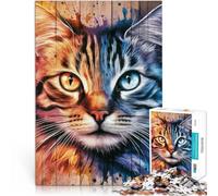 1000 piece jigsaw puzzles for adults & teenagers Colorful Cat Portrait~ Made of cardboard Suitable for ages 14 and up Beautiful design gameBeautiful design game A work of art。size:26x38cm