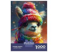 1000 Piece Jigsaw Puzzles for Adults Teenagers Colorful Llama Winter Hat Jigsaw for Adults Relax Games Home Decoration Unique Gifts for Birthday And Christmas 70x50cm/1000pcs