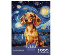 1000 Piece Jigsaw Puzzles for Adults Teenagers Dachshund Starry Night -5 Puzzles for Adults Fun Games Difficult Hard Birthday And Unique Gifts 52x38cm/1000pcs