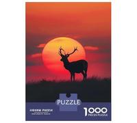 1000 Piece Jigsaw Puzzles for Adults Teenagers Deer Silhouette Sunset Puzzles for Adults Family Game Home Decoration Birthday And Unique Gifts 52x38cm/1000pcs