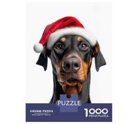 1000 Piece Jigsaw Puzzles for Adults Teenagers Doberman Dog Christmas Portrait Puzzles for Adults Fun Games Difficult Hard Birthday And Unique Gifts 38x26cm/1000pcs