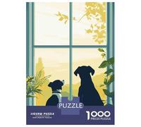 1000 Piece Jigsaw Puzzles for Adults Teenagers Dogs by The Window Jigsaws for Adults Hands-on Game A Work of Art for Is Ideal As A Gift 52x38cm/1000pcs