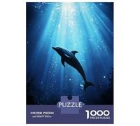 1000 Piece Jigsaw Puzzles for Adults Teenagers Dolphin Silhouette Underwater Jigsaws for Adults Fun Games For Family Fun Birthday And Unique Gifts 52x38cm/1000pcs