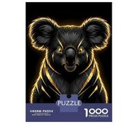 1000 Piece Jigsaw Puzzles for Adults Teenagers Elegant Black And Gold Koala Portrait Puzzles for Adults Toy Wall Decor Hand Speed Race Difficult And Challenge 52x38cm/1000pcs