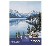 1000 Piece Jigsaw Puzzles for Adults Teenagers Elk in A Snowy Mountain Landscape Jigsaws for Adults Relaxing Games Wall Art Difficult And Challenge 70x50cm/1000pcs