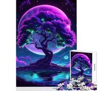 1000 Piece Jigsaw Puzzles for Adults Teenagers Fantasy Neon Tree Under A Purple Moon 1000 Piece Jigsaw Family Games Gifts For Birthdays Family Activities (50x75cm)