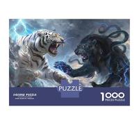 1000 Piece Jigsaw Puzzles for Adults Teenagers Fantasy Tiger Vs. Serpent Battle Puzzles for Adults Family Game Home Decoration Birthday And Unique Gifts 38x26cm/1000pcs