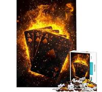 1000 Piece Jigsaw Puzzles for Adults Teenagers Flaming Aces Adult Jigsaw Puzzle Fun Games Difficult Challenge Birthday And Unique Gifts (Size 50x75cm)