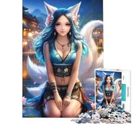 1000 Piece Jigsaw Puzzles for Adults Teenagers Fox Girl at Night Help The Brain Exercise Presents for Women Brain Teaser Game for Ages 14 And over (50x75cm)