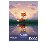 1000 Piece Jigsaw Puzzles for Adults Teenagers Fox Reflection on Starry Water Puzzles for Adults Fun Games Difficult Hard Birthday And Unique Gifts 38x26cm/1000pcs