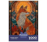 1000 Piece Jigsaw Puzzles for Adults Teenagers Fox Stained Glass Art Nouveau Jigsaws for Adults Relaxing Games Wall Art Difficult And Challenge 70x50cm/1000pcs