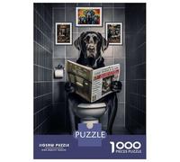 1000 Piece Jigsaw Puzzles for Adults Teenagers Funny Labrador on Toilet Jigsaw Puzzle Fun Games Difficult Challenge Parent-child Interaction 52x38cm/1000pcs