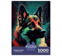 1000 Piece Jigsaw Puzzles for Adults Teenagers German Shepherd Drawn Adult Puzzles Fun Games Improve Memory Unique Gifts for Birthday And Christmas 70x50cm/1000pcs