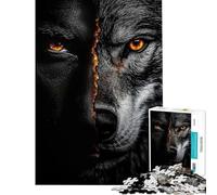 1000 Piece Jigsaw Puzzles for Adults Teenagers Half Wolf Half Human Puzzle for Adults Family Game Difficult Hard for Is Ideal As A Gifts (Size 50x75cm)