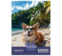 1000 Piece Jigsaw Puzzles for Adults Teenagers Happy Welsh Corgi Beach Puzzles for Adults Fun Games Difficult Hard Birthday And Unique Gifts 70x50cm/1000pcs