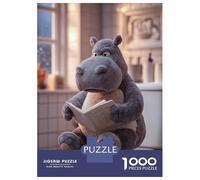 1000 Piece Jigsaw Puzzles for Adults Teenagers Hippo Reading on Toilet Jigsaws for Adults Relaxing Games Wall Art Difficult And Challenge 52x38cm/1000pcs
