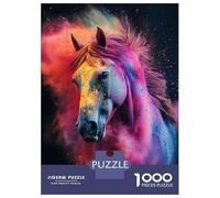 1000 Piece Jigsaw Puzzles for Adults Teenagers Horse Colorful Powder Jigsaw Puzzle Fun Games Difficult Challenge Parent-child Interaction 52x38cm/1000pcs