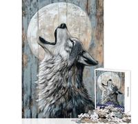 1000 Piece Jigsaw Puzzles for Adults Teenagers Howling Wolf Under The Moon Art Relaxing Games Presents for Women Home Decoration Toys Every Piece Is Unique - (38X52CM)