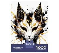 1000 Piece Jigsaw Puzzles for Adults Teenagers Ink Kitsune Mask Puzzles for Adults Brain Teaser Game Wall Art Birthday And Unique Gifts 38x26cm/1000pcs