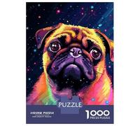 1000 Piece Jigsaw Puzzles for Adults Teenagers Inspirational Space Pug Jigsaw Puzzle Fun Games Difficult Challenge Parent-child Interaction 52x38cm/1000pcs