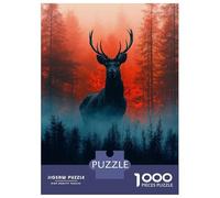 1000 Piece Jigsaw Puzzles for Adults Teenagers Majestic Deer in Misty Forest Jigsaws for Adults Fun Games For Family Fun Birthday And Unique Gifts 52x38cm/1000pcs