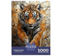 1000 Piece Jigsaw Puzzles for Adults Teenagers Majestic Tiger in Dynamic Impasto Motion Puzzles for Adults Family Game Home Decoration Birthday And Unique Gifts 52x38cm/1000pcs