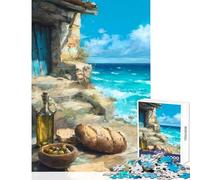 1000 Piece Jigsaw Puzzles for Adults Teenagers Mediterranean Feast by The Sea Toy Wall Decor Secret Santa Gifts Fun Games Improving Love between Couples Size 38x26cm