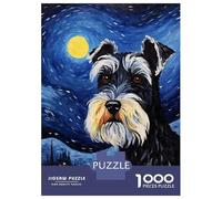 1000 Piece Jigsaw Puzzles for Adults Teenagers Miniature Schnauzer Night Jigsaw Puzzle Fun Games Difficult Challenge Parent-child Interaction 52x38cm/1000pcs