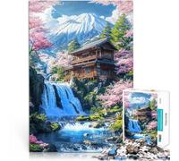 1000 Piece Jigsaw Puzzles for Adults teenagers “Mount Fujis Peaceful Retreat” Made of cardboard，for age 14+ For family fun great size：38x52cm/14.96x20.47inch