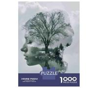 1000 Piece Jigsaw Puzzles for Adults Teenagers Nature's Harmony Tree Silhouette in Profile Jigsaw for Adults Relax Games Home Decoration Unique Gifts for Birthday And Christmas 52x38cm/1000pcs