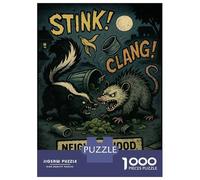 1000 Piece Jigsaw Puzzles for Adults Teenagers Neighborhood Classic Commotion Skunk Vs. Opossum Puzzles for Adults Family Game Home Decoration Birthday And Unique Gifts 70x50cm/1000pcs