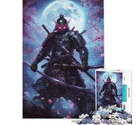 1000 Piece Jigsaw Puzzles for Adults Teenagers Neon Samurai Under Moon Help The Brain Exercise Presents for Women Brain Teaser Game for Ages 14 And over (38x52cm)