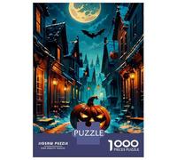 1000 Piece Jigsaw Puzzles for Adults Teenagers Night Street And Pumpkin Puzzles for Adults Fun Games Difficult Hard Birthday And Unique Gifts 70x50cm/1000pcs